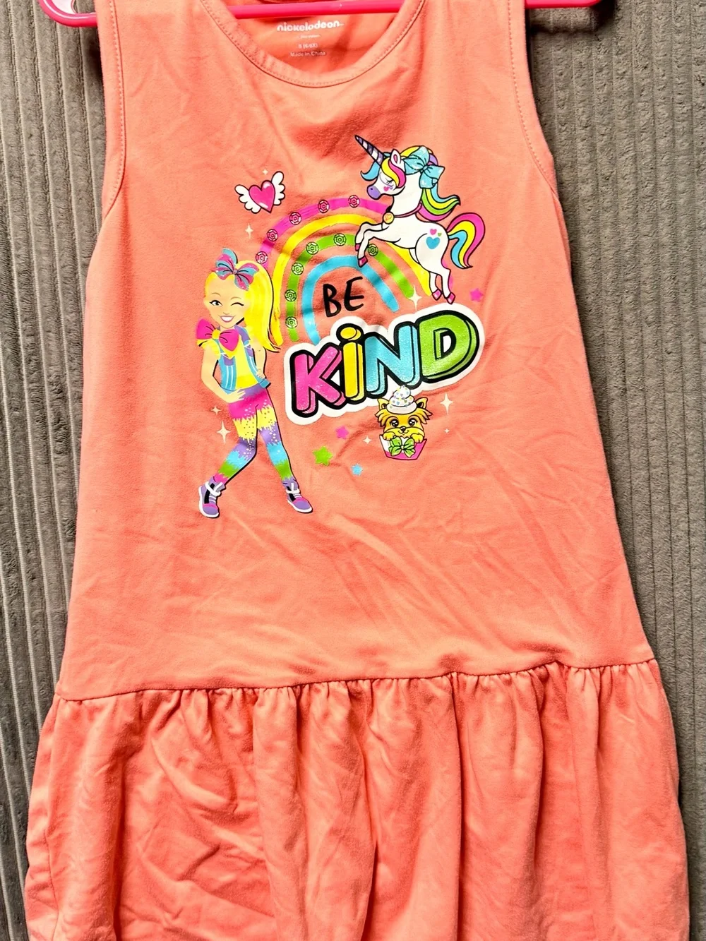 Nickelodeon Coral 'Be Kind' Rainbow Unicorn Graphic Dress
